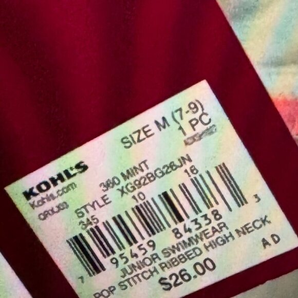 SO Pop Stitch Ribbed High Neck Bikini Swim Top Mint Juniors 7-9 M - Picture 9 of 9